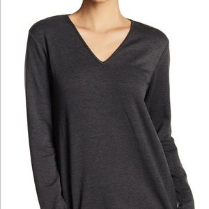 NWOT Natori V-Neck Brushed Lounge Sweater in Grey